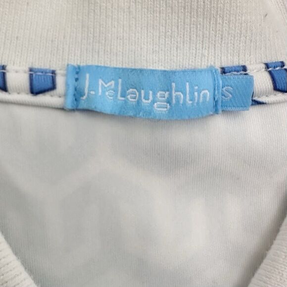 J.McLaughlin Montclair Polo Dress S Catalina Cloth Blue Geo Shift Zip Collar - Picture 5 of 12